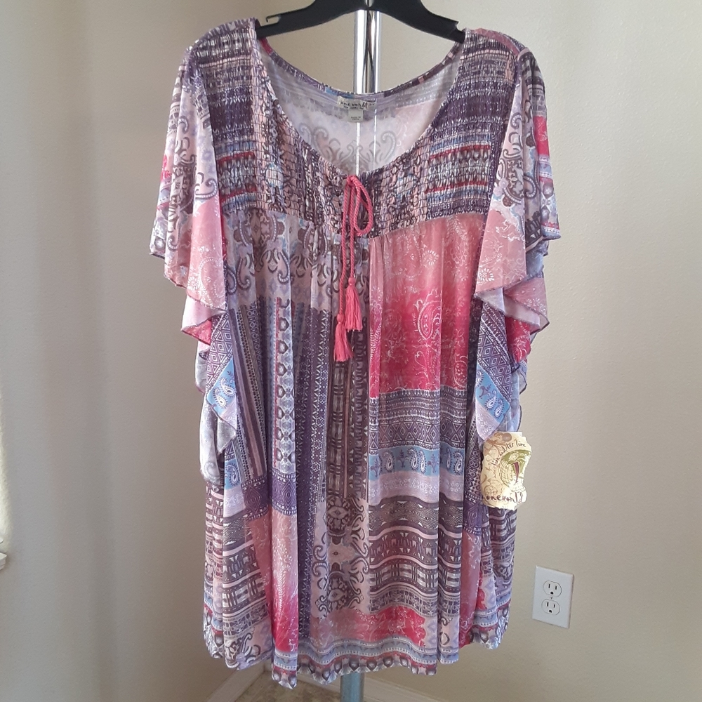 ONE WORLD Multicolor Boho Blouse